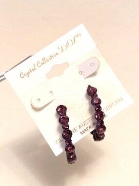 New Vintage Crystal Collection DOL Genuine Purple Austrian Crystal Earrings